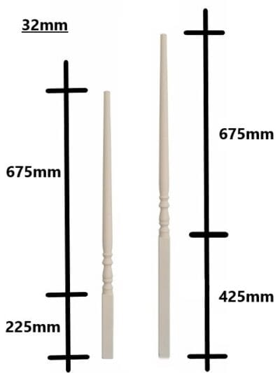 32mm Classic Round Top Spindles - Stair Bits